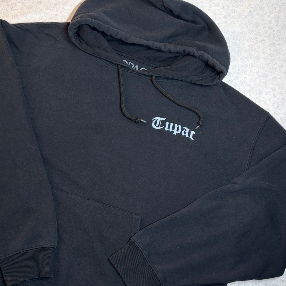 2Pac All Eyez On Me Hoodie Black Graphic Pullover Sweatshirt Hip Hop large - Picture 3 of 7